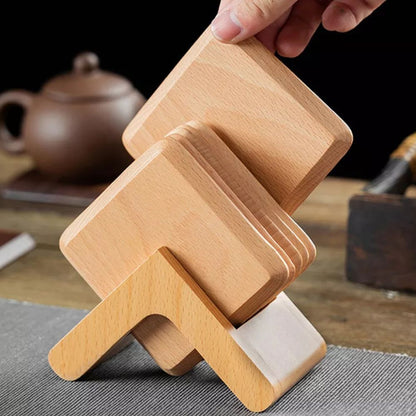 Tsubaki Handcrafted Wooden Coaster 6pcs Set