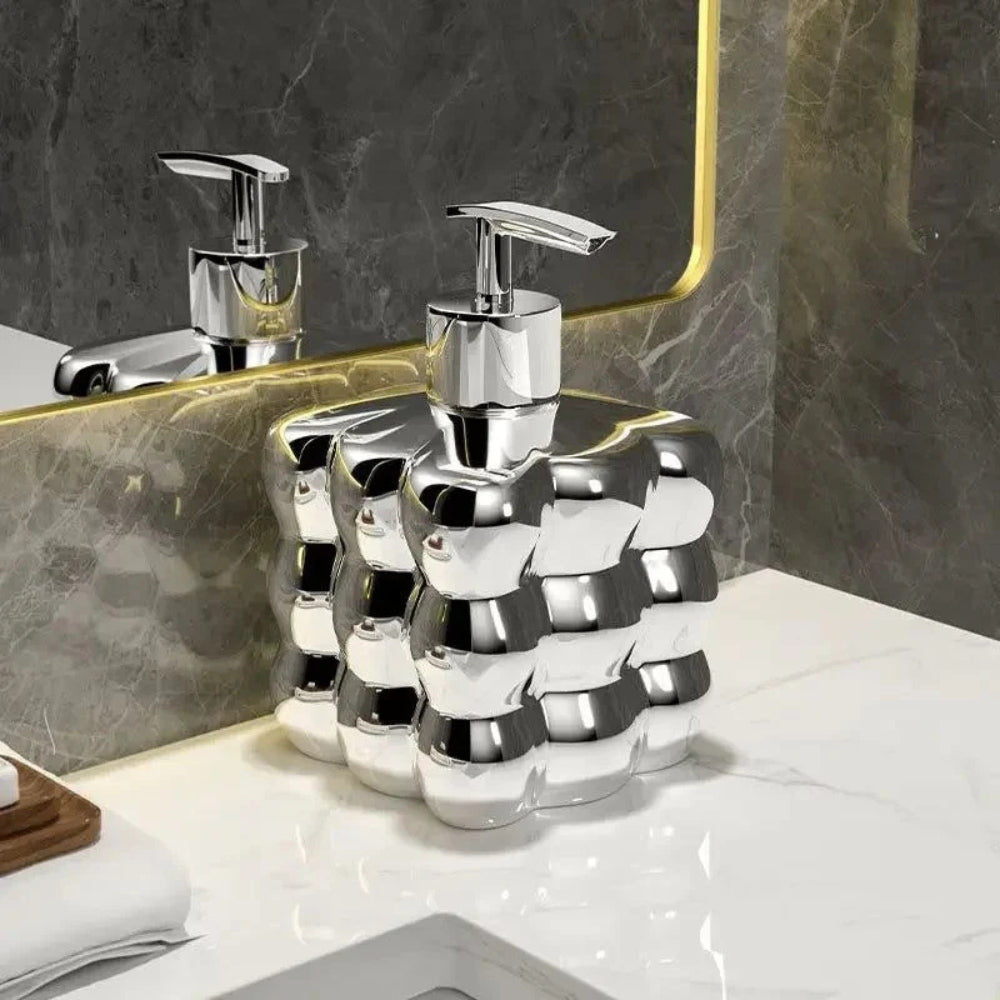 BubbleForm Ceramic Soap Dispenser – Soft Playfulness for Serene Sink Spaces