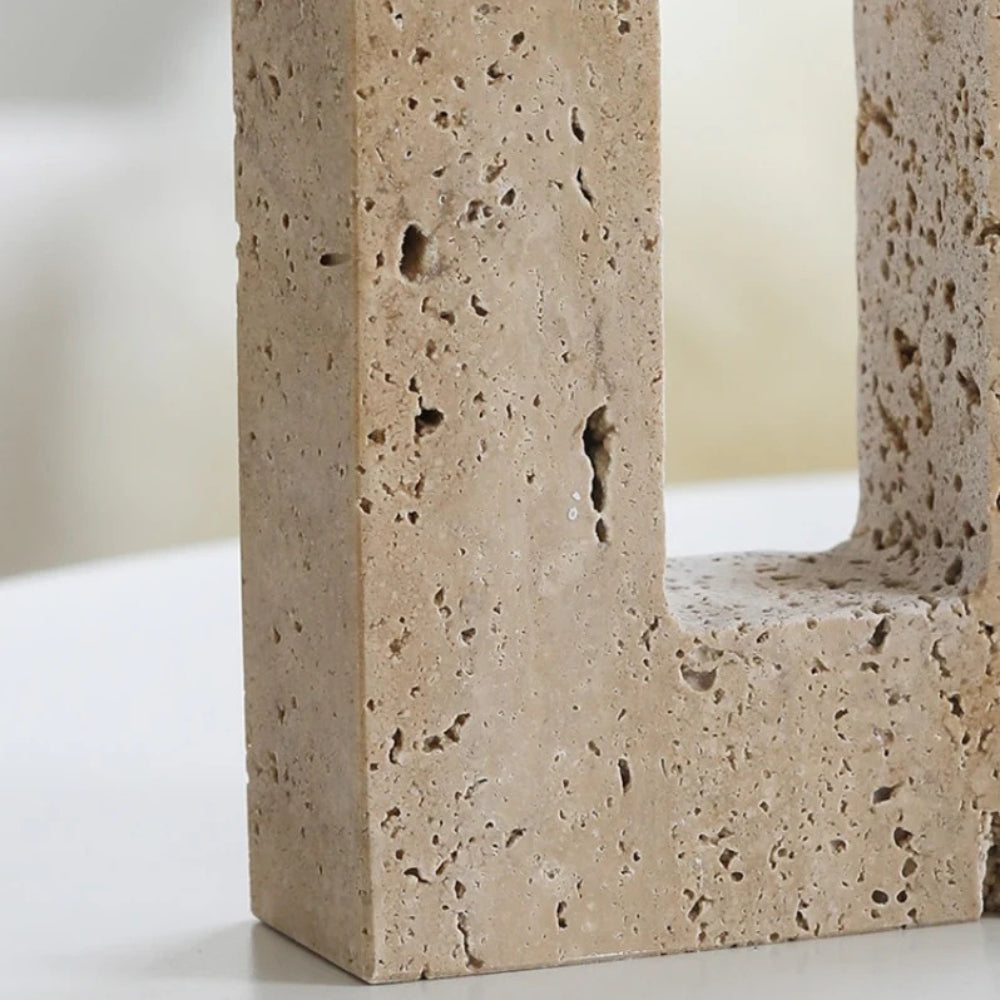Tōrō Travertine Candle Holder – Dual Sculpted Form
