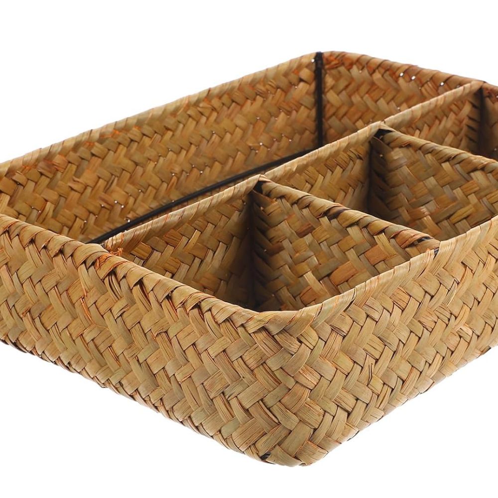 TideWeave Handcrafted Rattan Desk Organiser