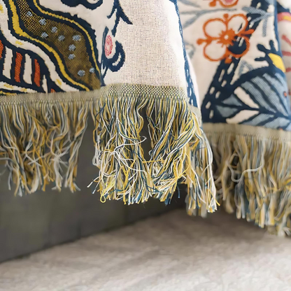 BrushBloom Boho Throw – Lightweight Artistic Floral Blanket for Layered Living