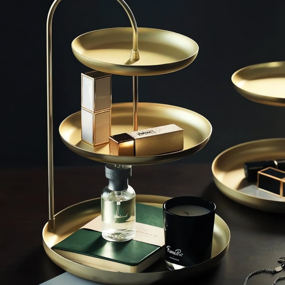 Brushed Gold Storage Stand – Minimalist Metal Organiser for Living Spaces