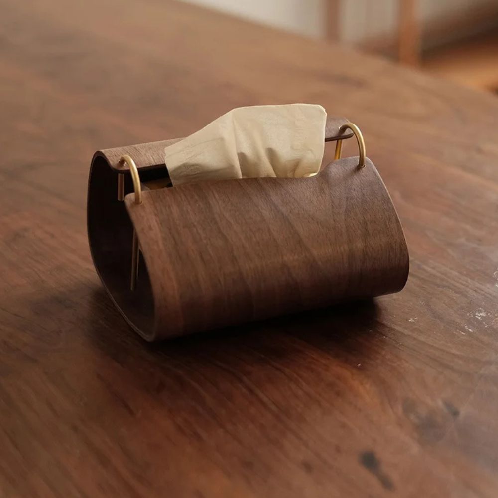 LumiWood Brass Tissue Holder – Refined Warmth for Calm, Elegant Spaces