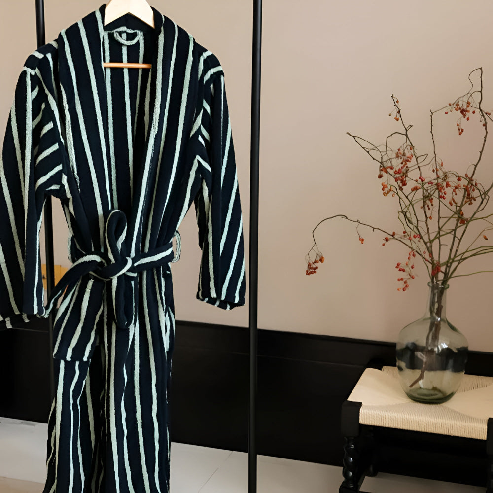 LineaLoom Cotton Robe – Effortless Calm in Soft, Striped Layers