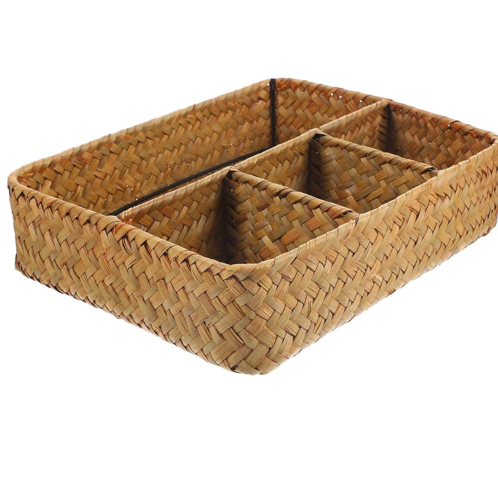 TideWeave Handcrafted Rattan Desk Organiser