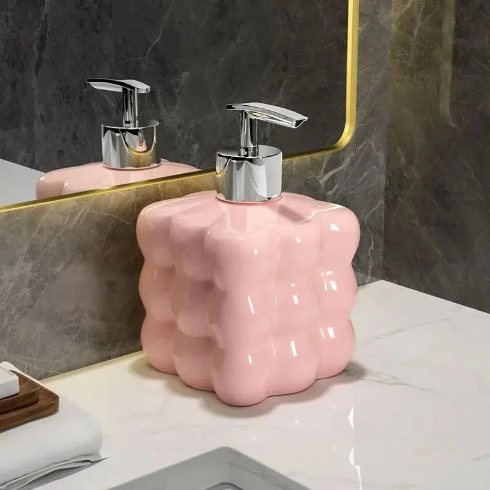 BubbleForm Ceramic Soap Dispenser – Soft Playfulness for Serene Sink Spaces