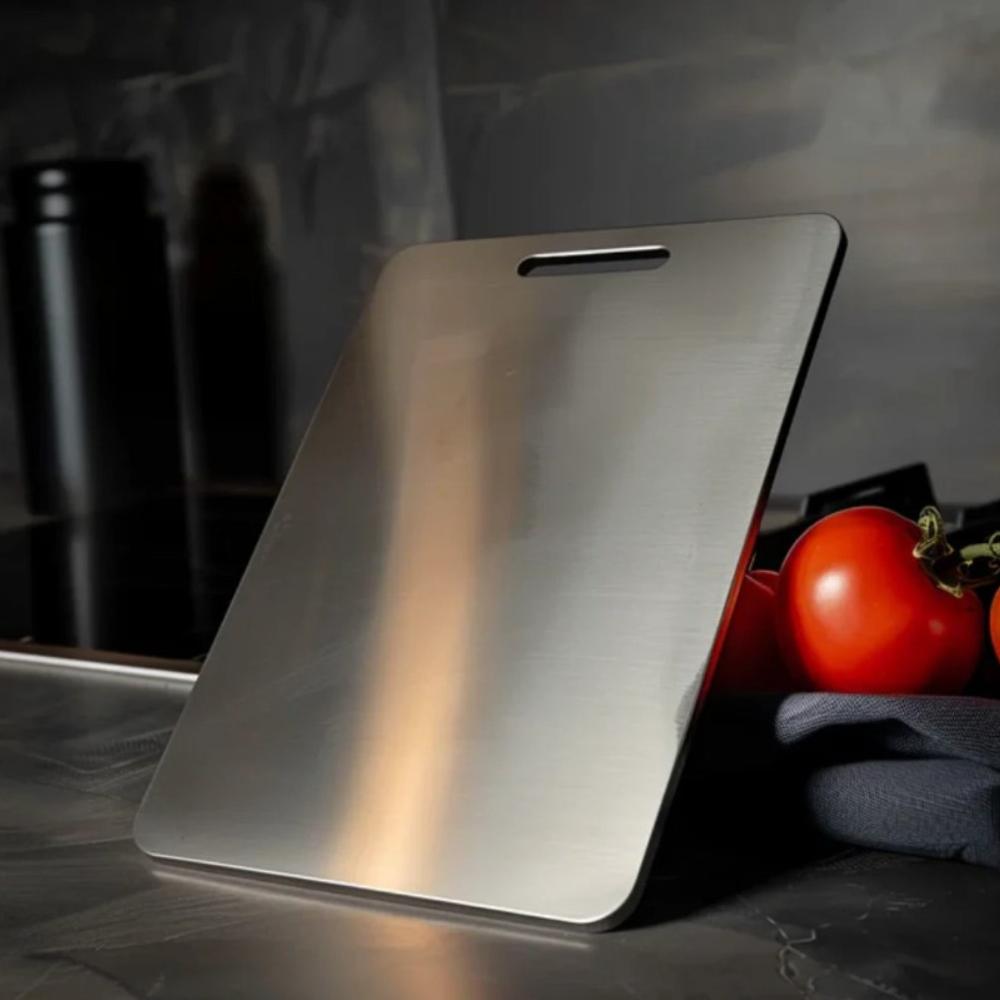CleanEdge Steel Cutting Board – Double-Sided Antibacterial Prep Surface for Modern Kitchens