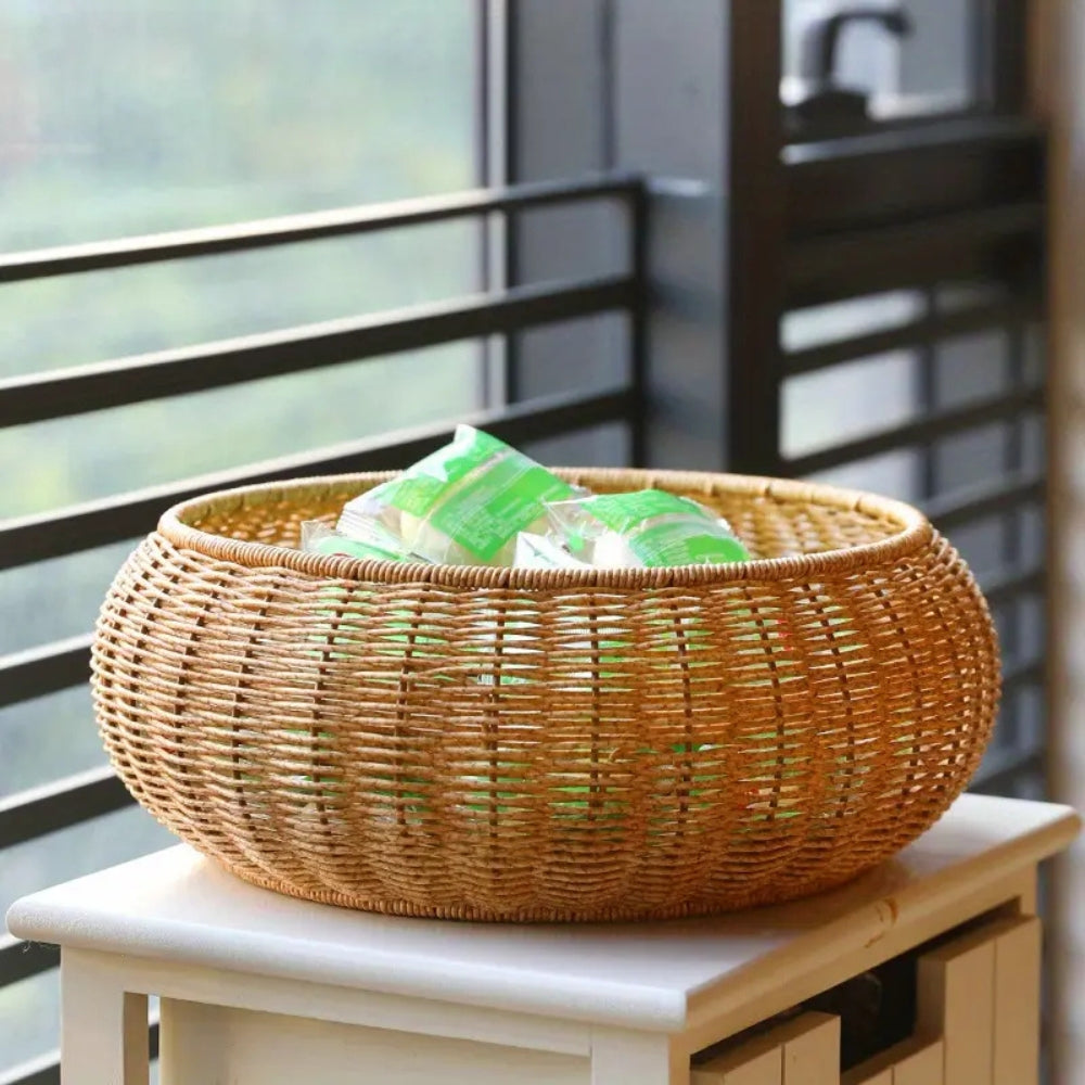 MoriDome Handwoven Rattan Lidded Basket