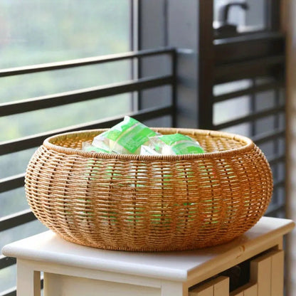 MoriDome Handwoven Rattan Lidded Basket