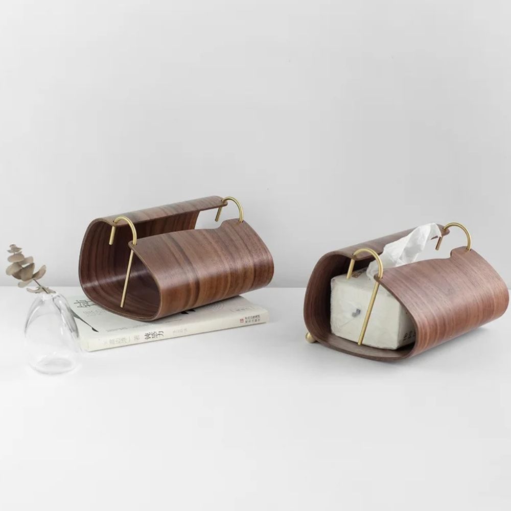 LumiWood Brass Tissue Holder – Refined Warmth for Calm, Elegant Spaces