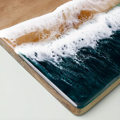TideCraft Acacia Cutting Board – Ocean Resin Art Meets Natural Wood Beauty