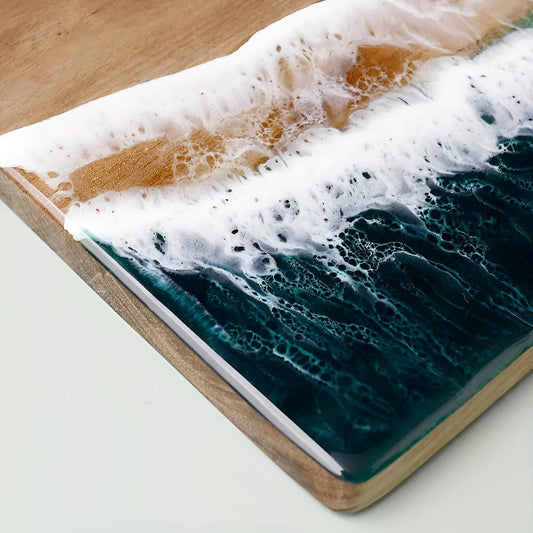 TideCraft Acacia Cutting Board – Ocean Resin Art Meets Natural Wood Beauty