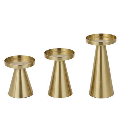Hikari Brass Candle Holders – Set of Three Sculptural Forms