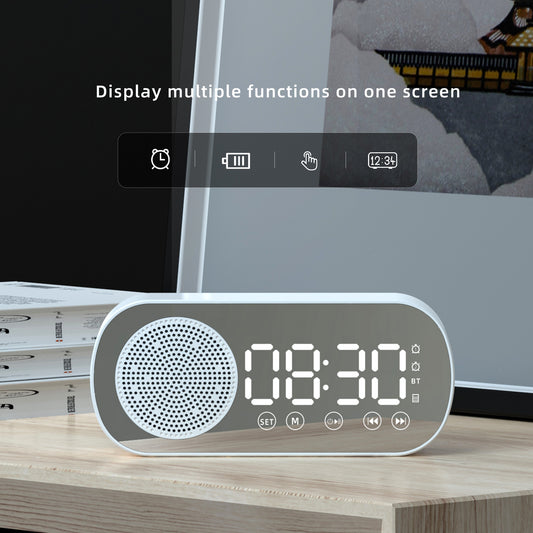 LumoTime Mirror Clock – LED Alarm with Bluetooth, FM Radio & USB Charging