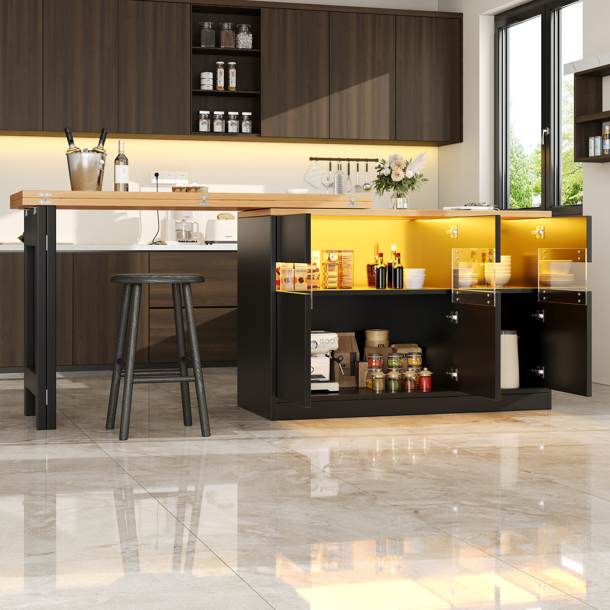 Extendable Kitchen Island Table "Mila" product detail photo in kitchen