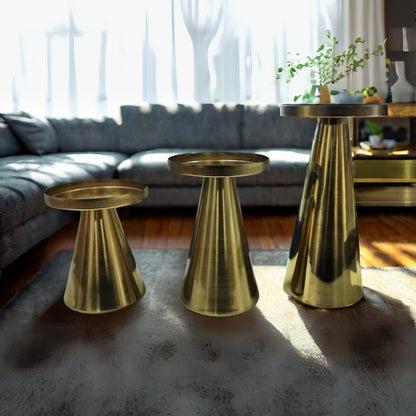 Hikari Brass Candle Holders – Set of Three Sculptural Forms