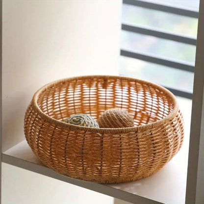 MoriDome Handwoven Rattan Lidded Basket