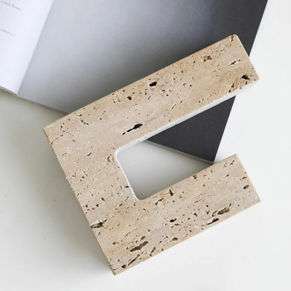 Tōrō Travertine Candle Holder – Dual Sculpted Form