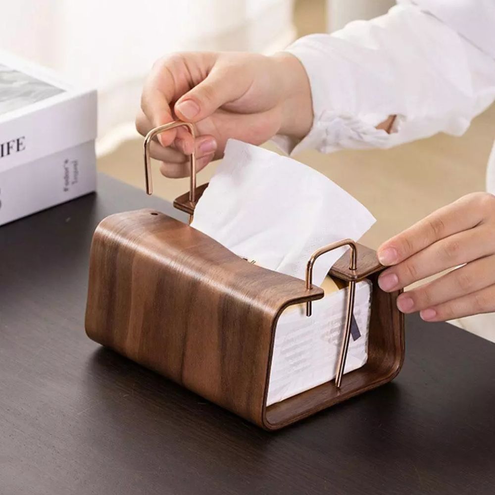 LumiWood Brass Tissue Holder – Refined Warmth for Calm, Elegant Spaces