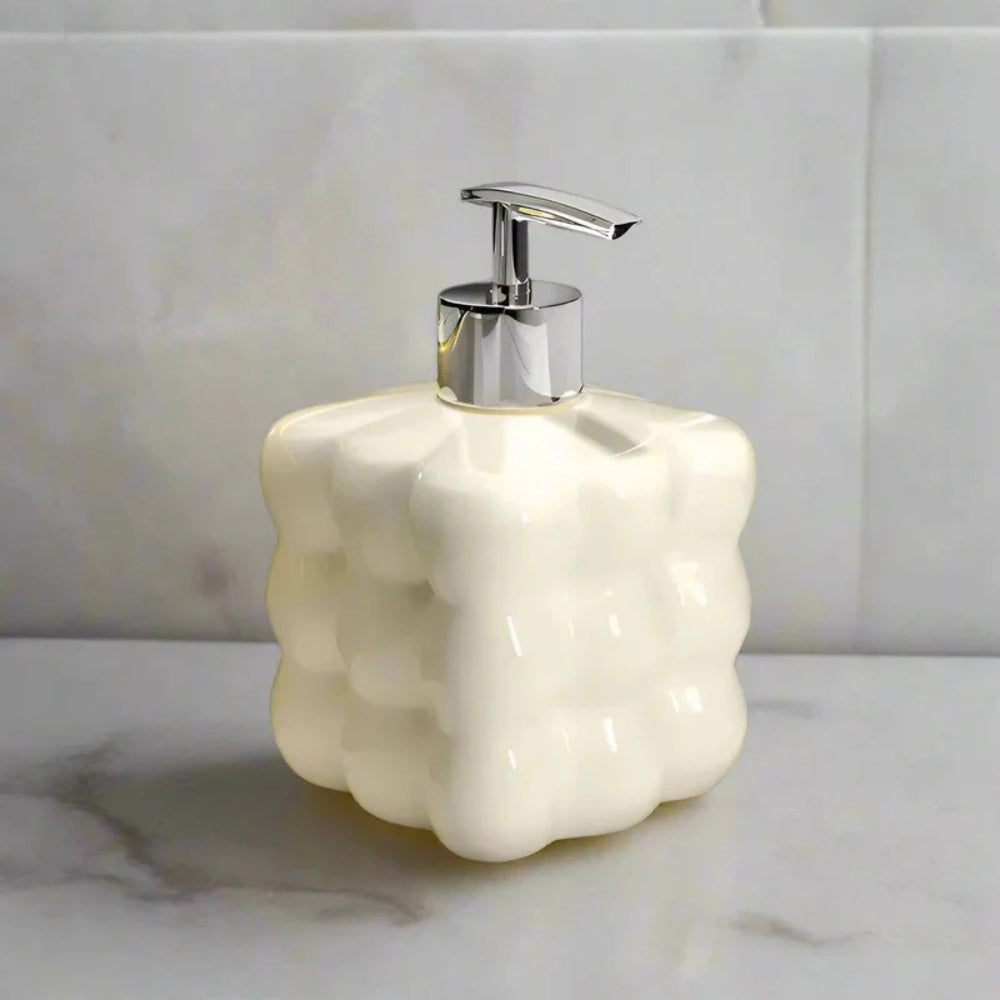 BubbleForm Ceramic Soap Dispenser – Soft Playfulness for Serene Sink Spaces