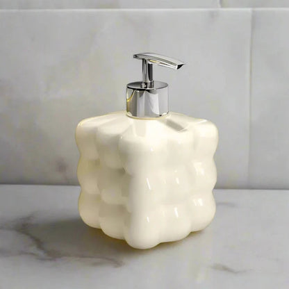BubbleForm Ceramic Soap Dispenser – Soft Playfulness for Serene Sink Spaces