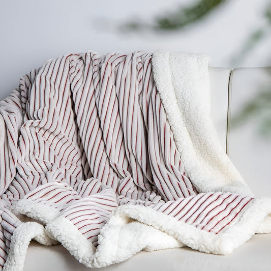 Yuki Stripe Sherpa Blanket – Soft Stripes for Serene Comfort