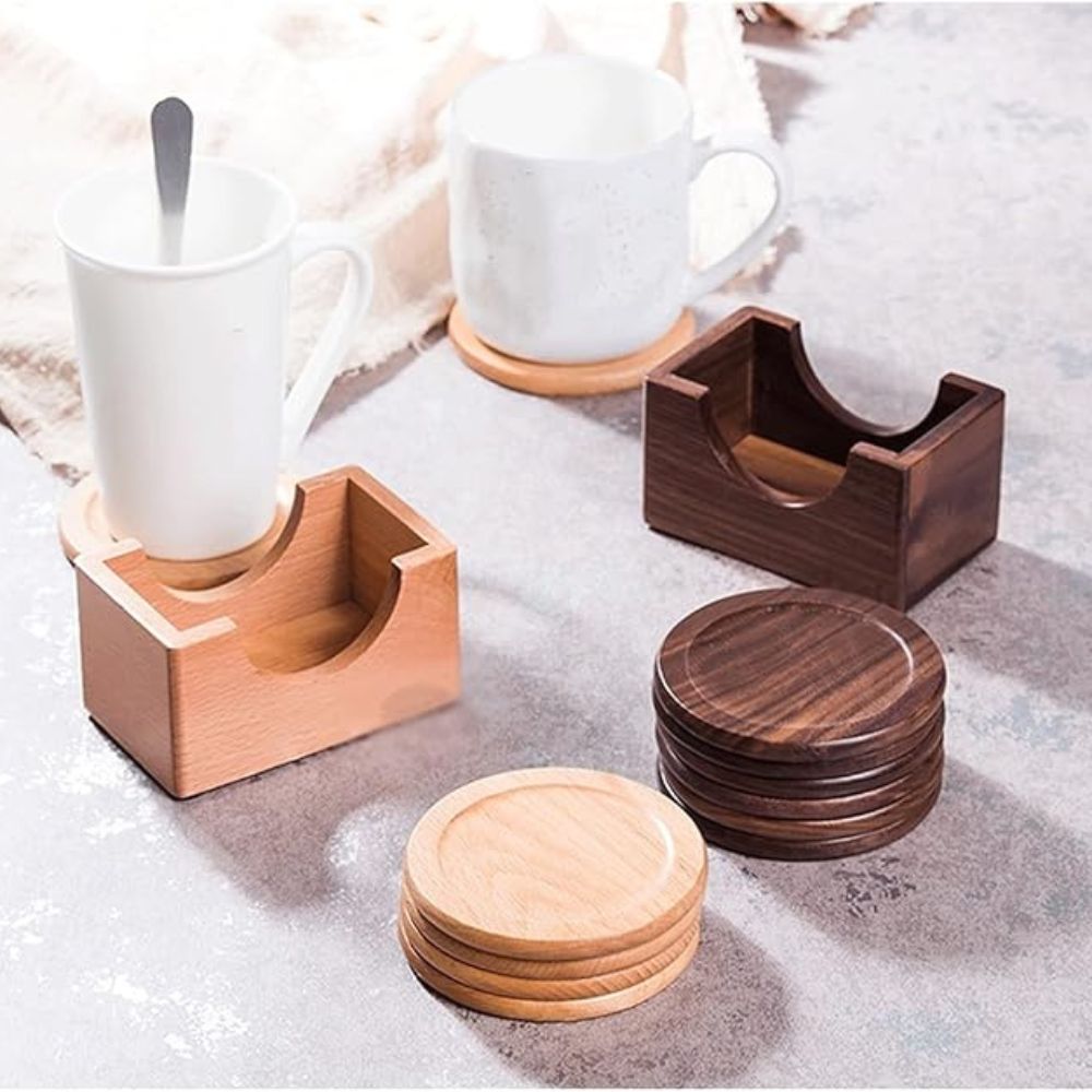 Kanzashi Japanese-Style Wooden Coaster 6pcs Set