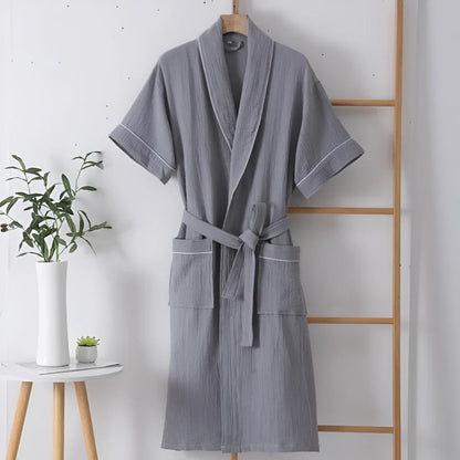 SoraLinen Summer Cotton Bathrobe – Light Japanese-Inspired Robe for Calm Living
