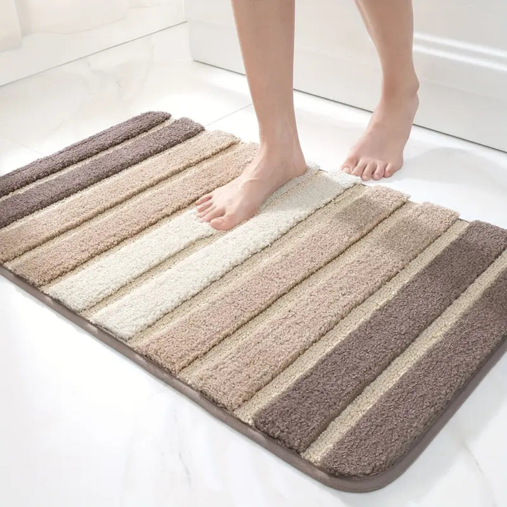 LumaStripe Bath Mat – Soft Structure for Serene Steps