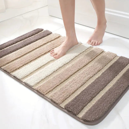 LumaStripe Bath Mat – Soft Structure for Serene Steps