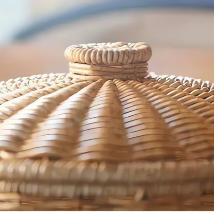 MoriDome Handwoven Rattan Lidded Basket