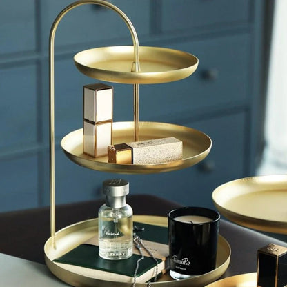 Brushed Gold Storage Stand – Minimalist Metal Organiser for Living Spaces