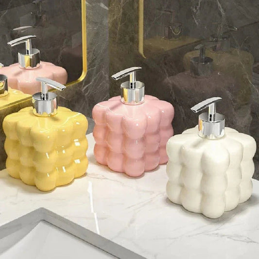 BubbleForm Ceramic Soap Dispenser – Soft Playfulness for Serene Sink Spaces