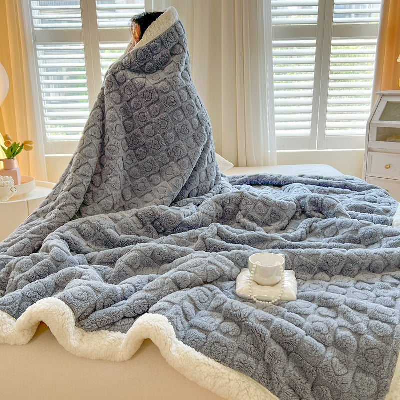 NestLayer Berber Fleece Blanket – Double-Layer Velvet Throw for Deeper Warmth