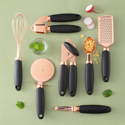 PeelCraft Copper Peeler Set – 7-Piece Kitchen Essentials in Brushed Metal Finish