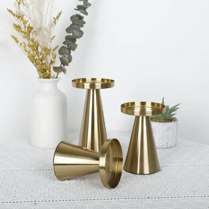 Hikari Brass Candle Holders – Set of Three Sculptural Forms