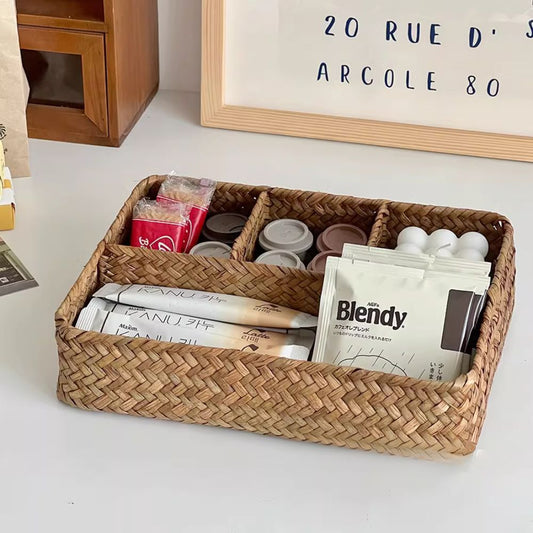 TideWeave Handcrafted Rattan Desk Organiser