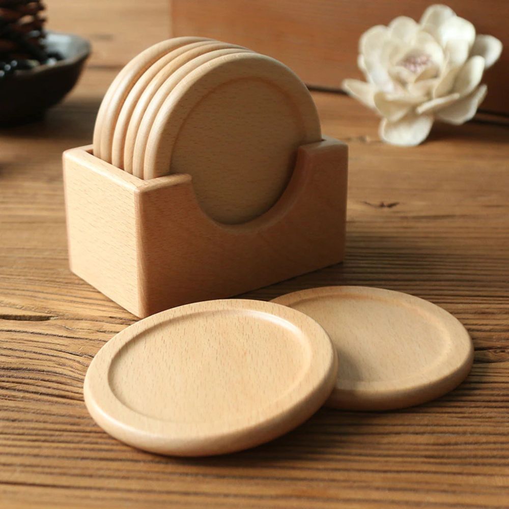 Kanzashi Japanese-Style Wooden Coaster 6pcs Set