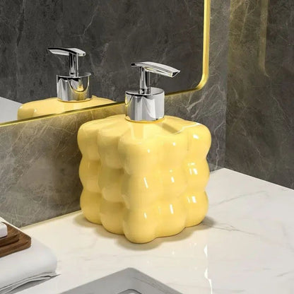 BubbleForm Ceramic Soap Dispenser – Soft Playfulness for Serene Sink Spaces