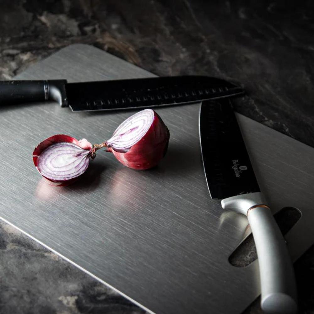 CleanEdge Steel Cutting Board – Double-Sided Antibacterial Prep Surface for Modern Kitchens