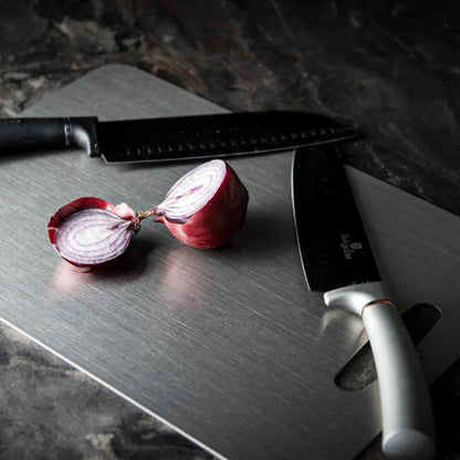 CleanEdge Steel Cutting Board – Double-Sided Antibacterial Prep Surface for Modern Kitchens