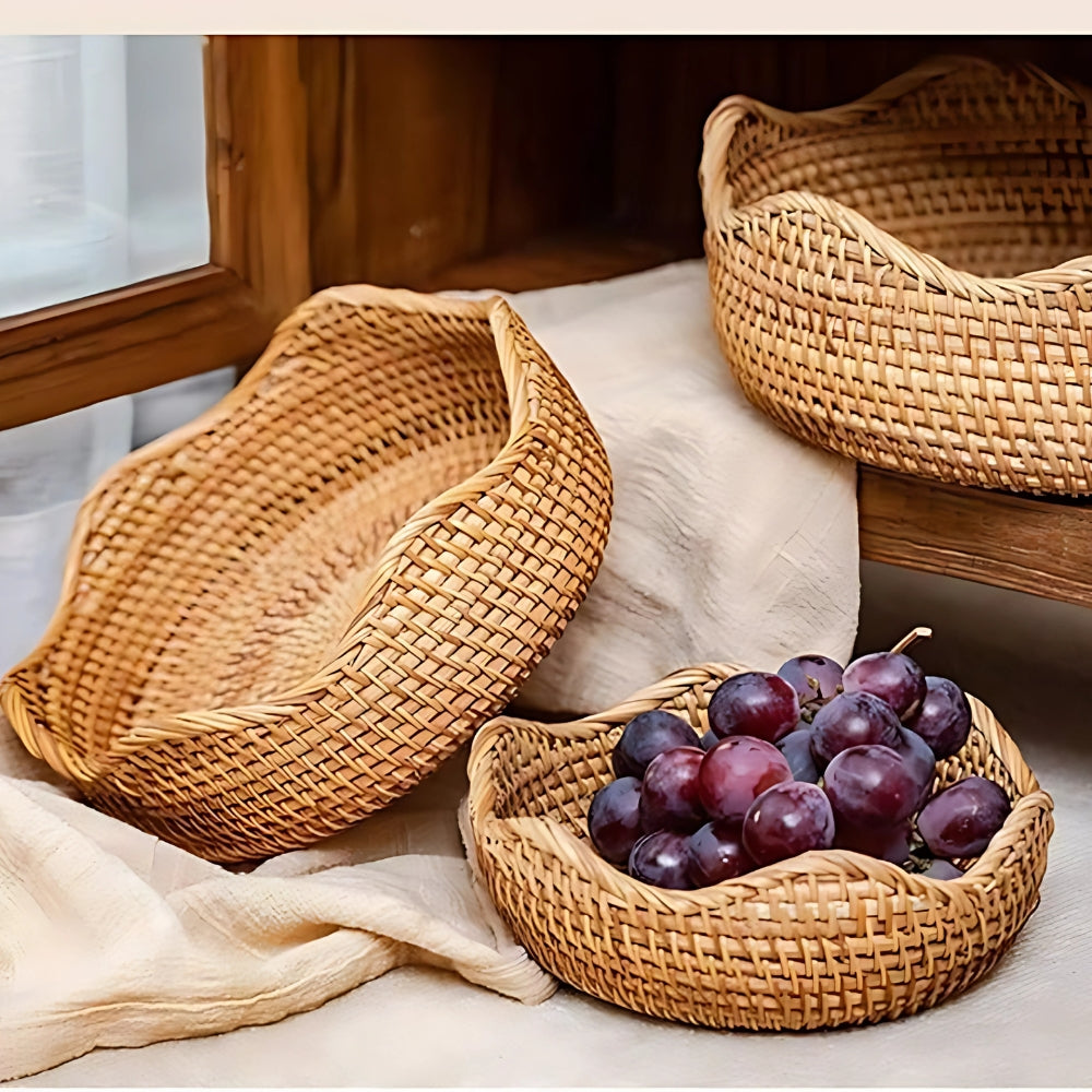 BreezeWeave Hand-Woven Rattan Basket