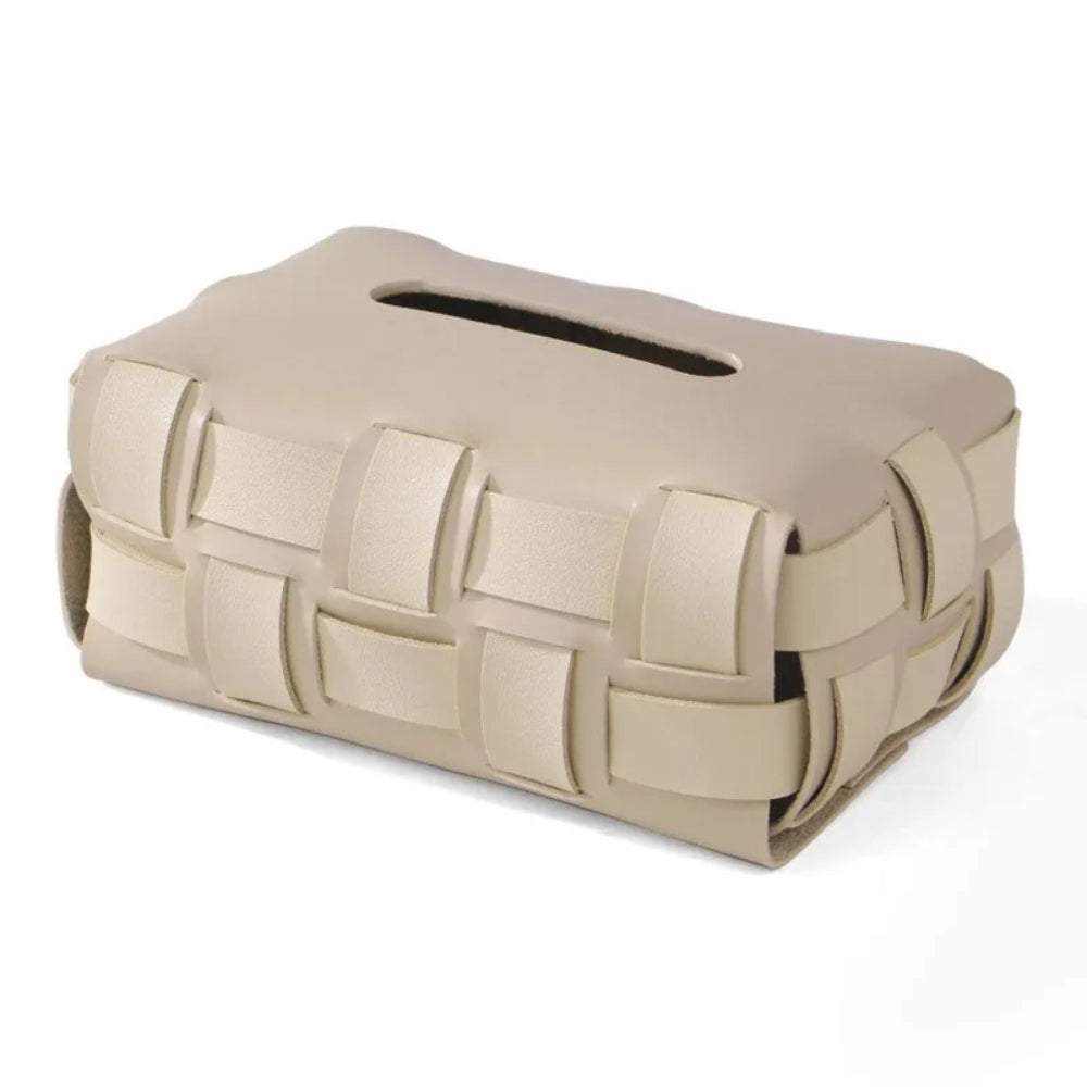 WeaveLux Vegan Leather Tissue Holder – Calm Elegance with a Touch of Texture
