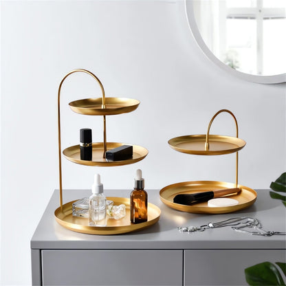 Brushed Gold Storage Stand – Minimalist Metal Organiser for Living Spaces