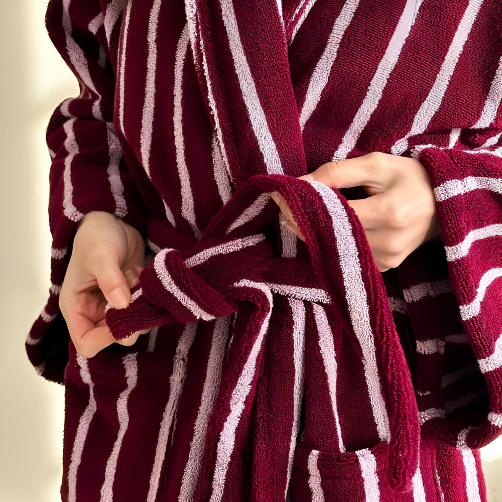 LineaLoom Cotton Robe – Effortless Calm in Soft, Striped Layers