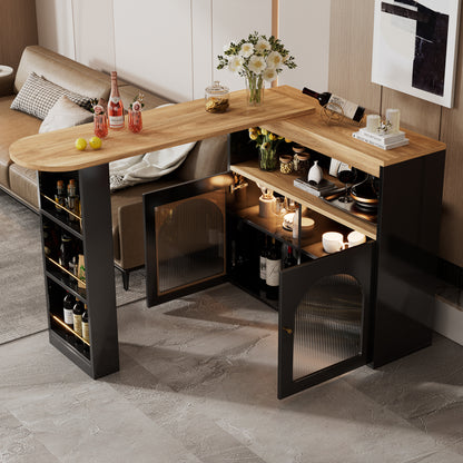 Extendable Kitchen Island Table with Storage and LED Light specification and dimensions reference in kitchen