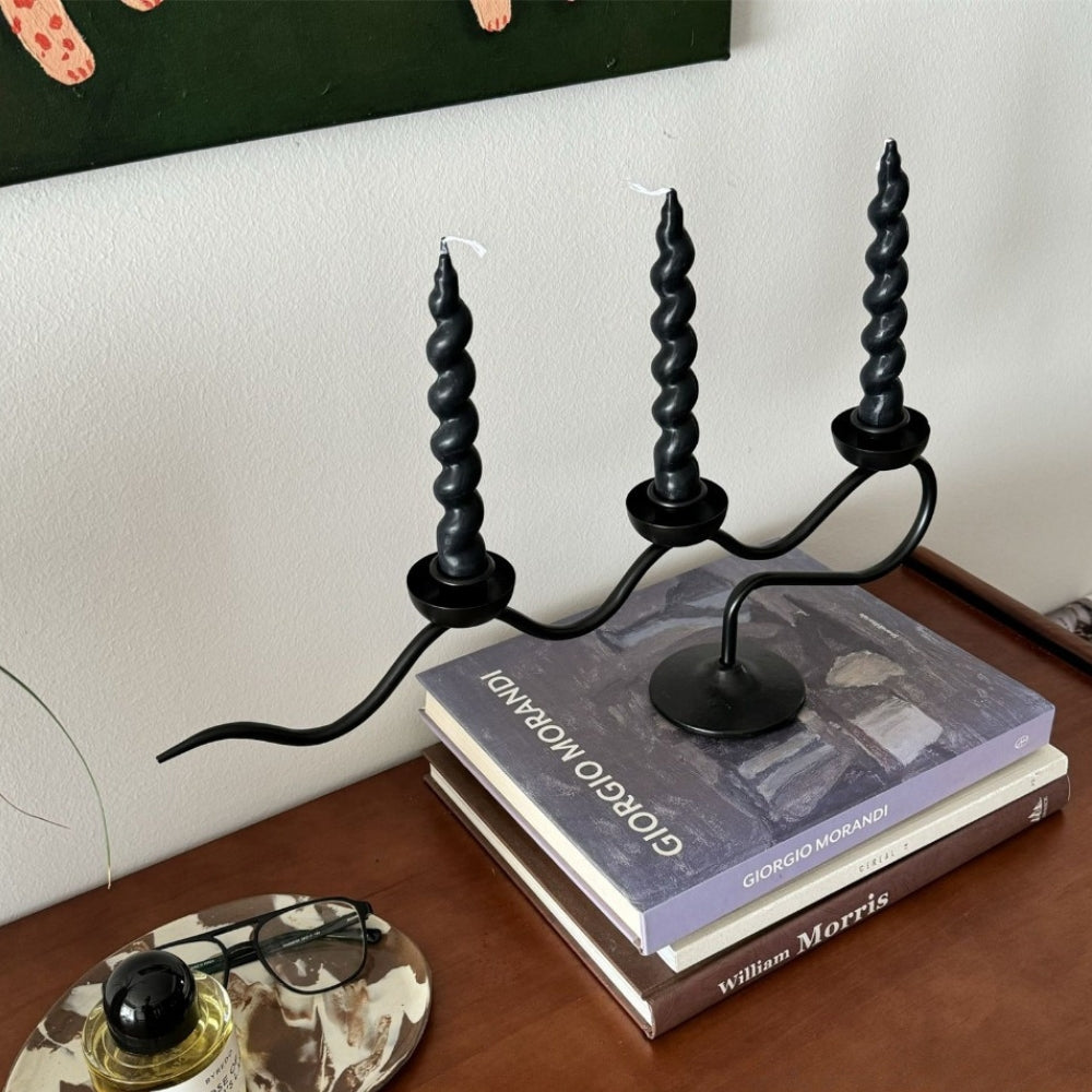 Kazan Iron Candle Holder – Twisted Sculptural Form
