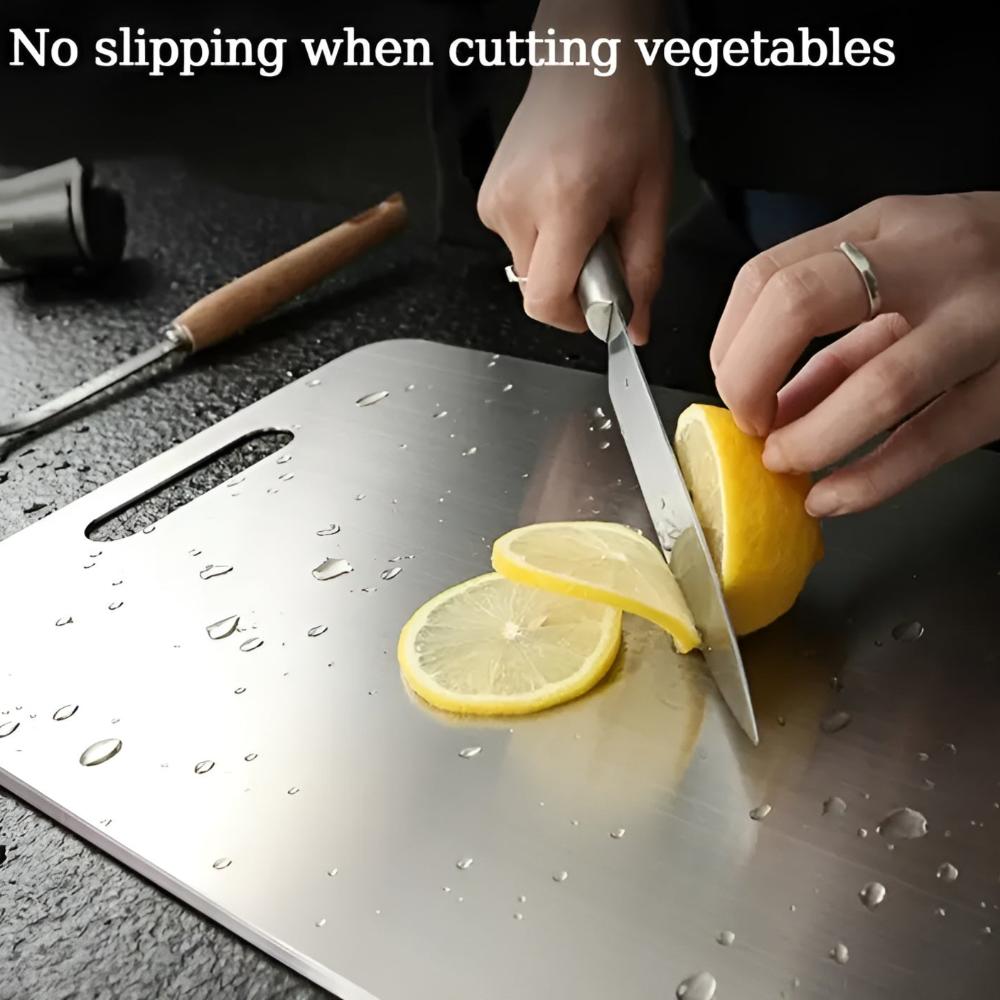 CleanEdge Steel Cutting Board – Double-Sided Antibacterial Prep Surface for Modern Kitchens