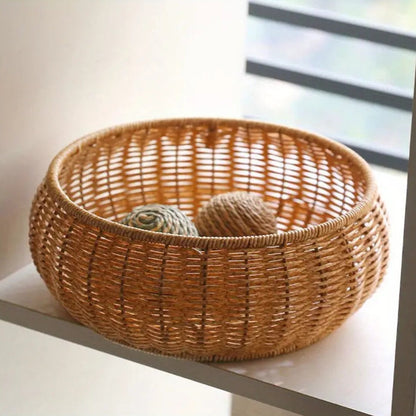 MoriDome Handwoven Rattan Lidded Basket