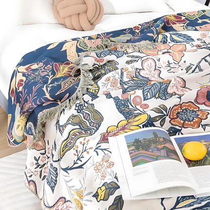BrushBloom Boho Throw – Lightweight Artistic Floral Blanket for Layered Living